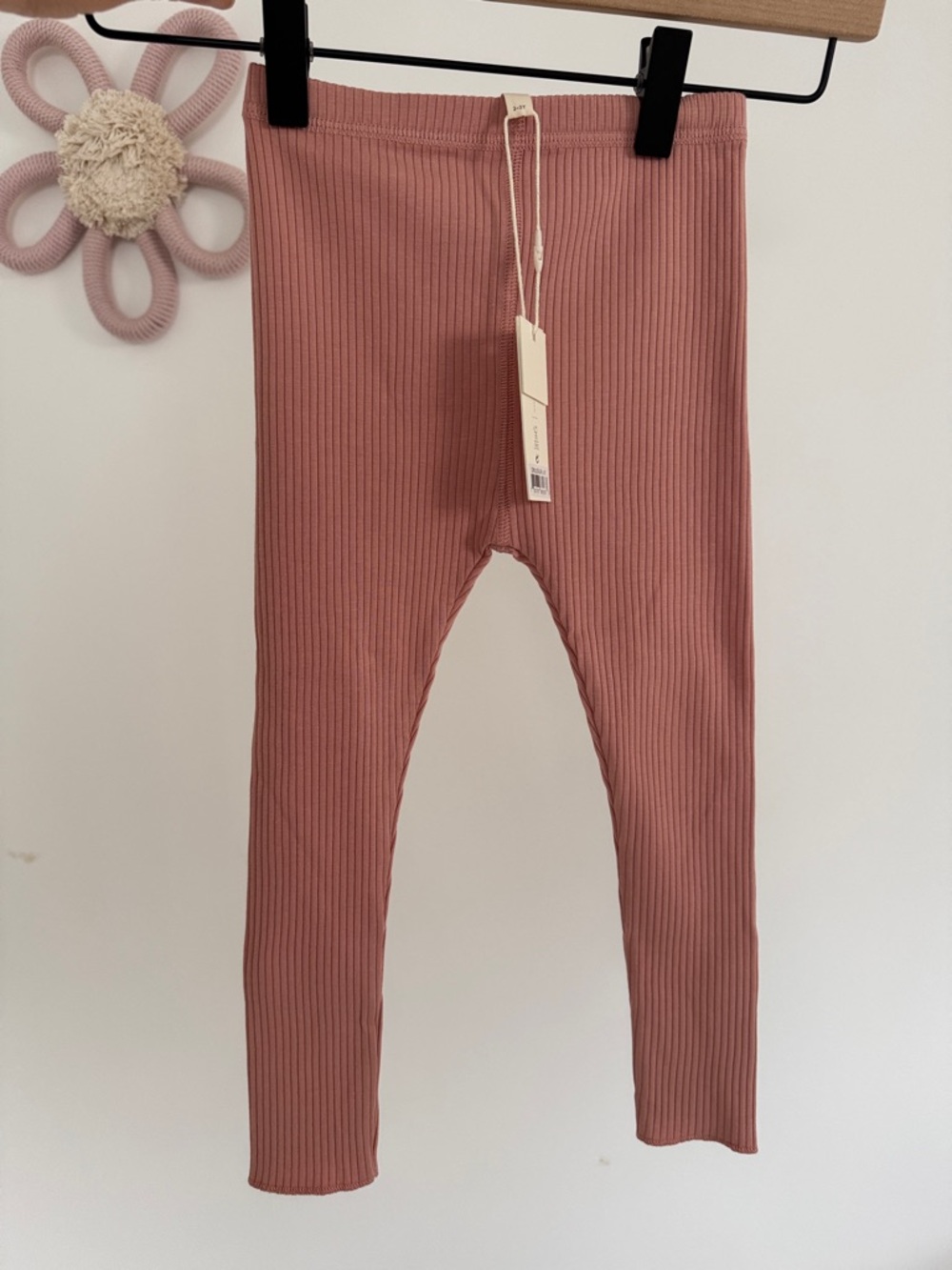 Quincy Mae 2-3Y Ribbed Leggings - Dusty Rose